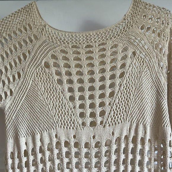 Bell Sleeve Open Knit Crochet sweater beach Dress Swim Coverup Boho cover-up - Picture 5 of 9